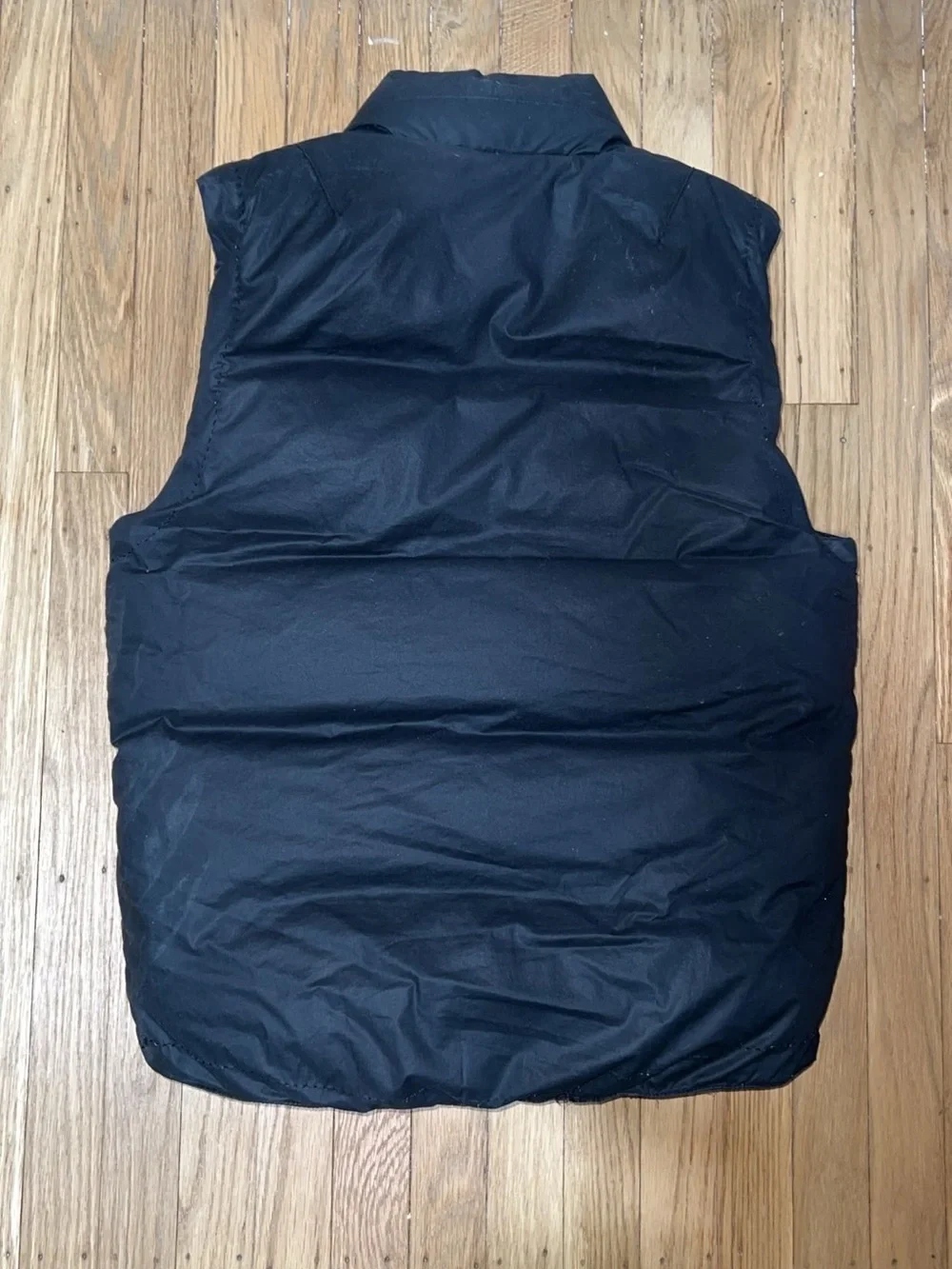 Men's Black Quilted sasquatchfabrix Puffer Vest with Leather Appliqué